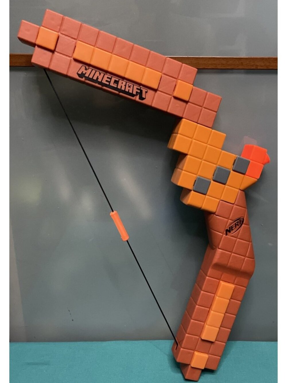 NERF Minecraft N1 Bow Dart Blaster Toy Weapon 2024 19” X 9” Brown & Orange